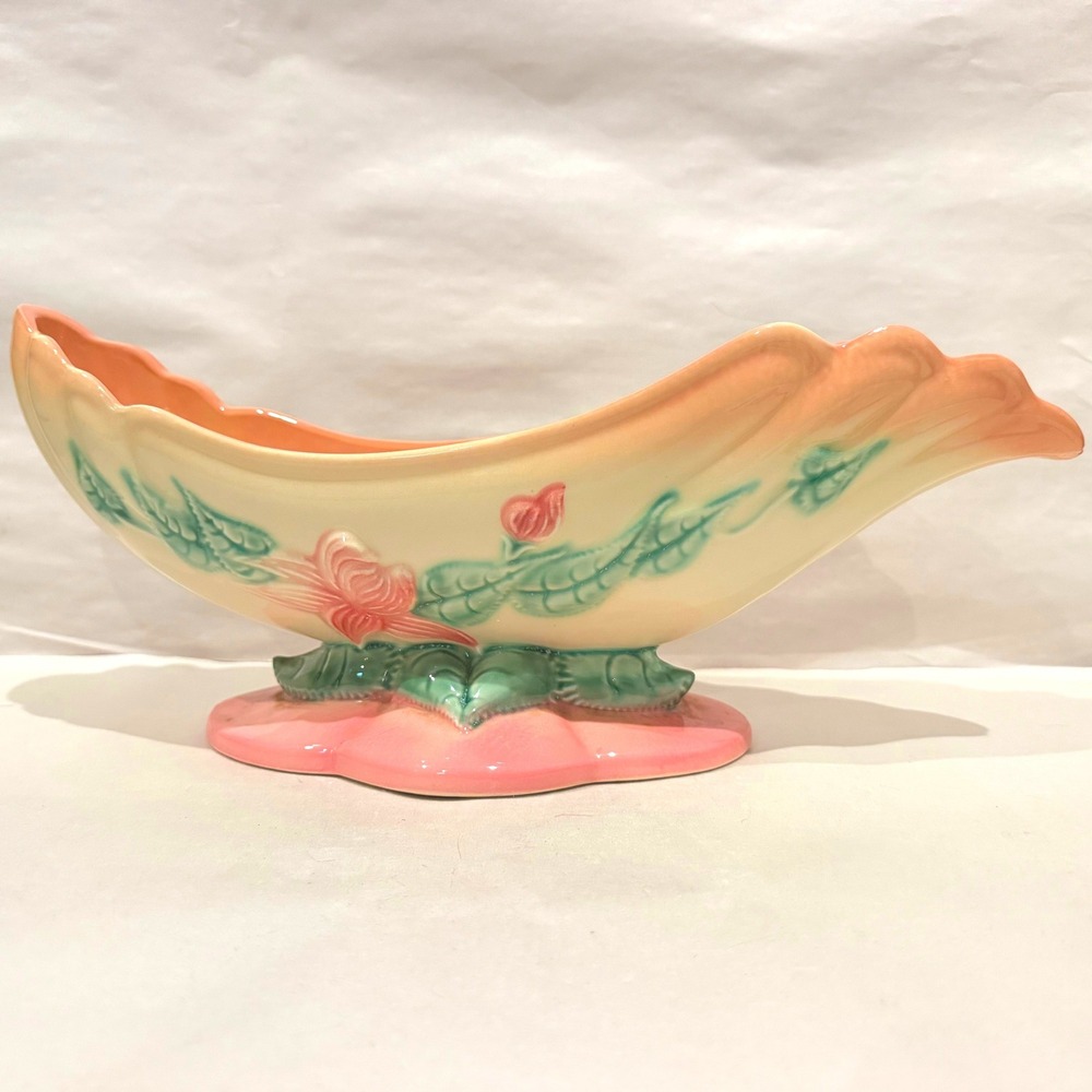 Hull Pottery Woodland Console Bowl Centerpiece Planter W-29 Glossy Pink Vintage